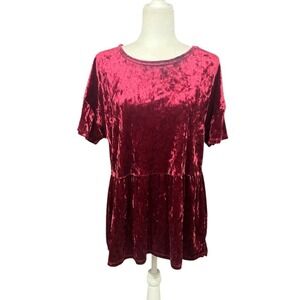 Time and Tru Peplum Top Large 12-14 Crushed Velvet Dark Romantic Witchy Goth